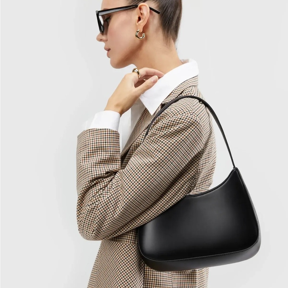 Oak + Fort Black Trapeze Shoulder Bag
